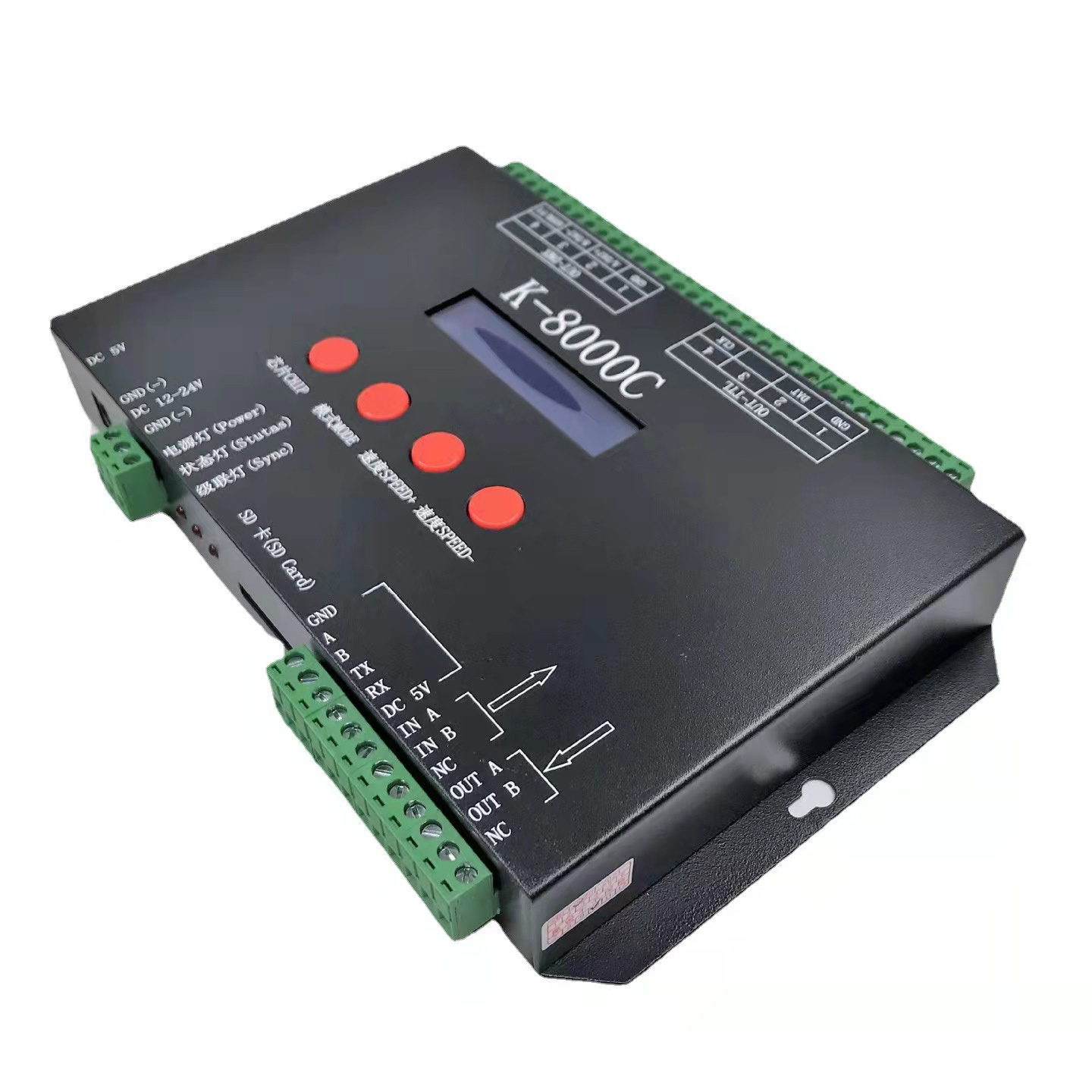 Addressable RGB RGBW RGBIC RGBWIC Programmable LED Controller K-8000C SD Card 8 Ports Max 8192 IC Pixels Point SPI Signal Output