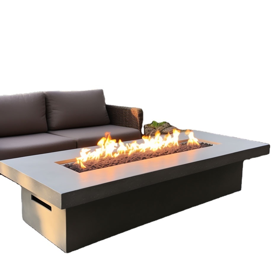 Waterproof Portable Rectangular Concrete Bowl Pot Bioethanol Tabletop Alcohol GRC Fire Pit