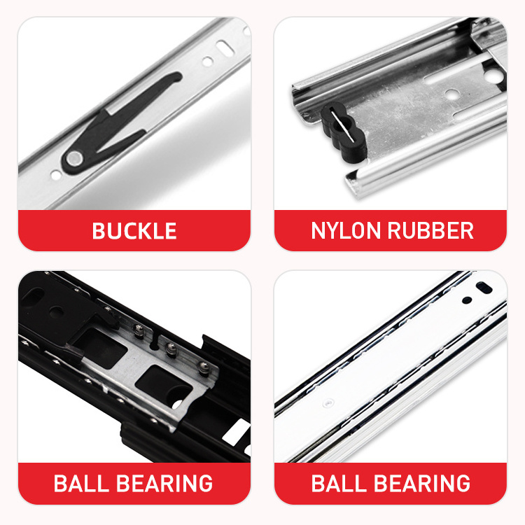 drawer sliders Width 3 Fold Track Full Extension Ball Bearing Telescopic Channel Furniture drawer Slide