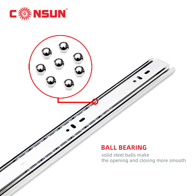 drawer sliders Width 3 Fold Track Full Extension Ball Bearing Telescopic Channel Furniture drawer Slide