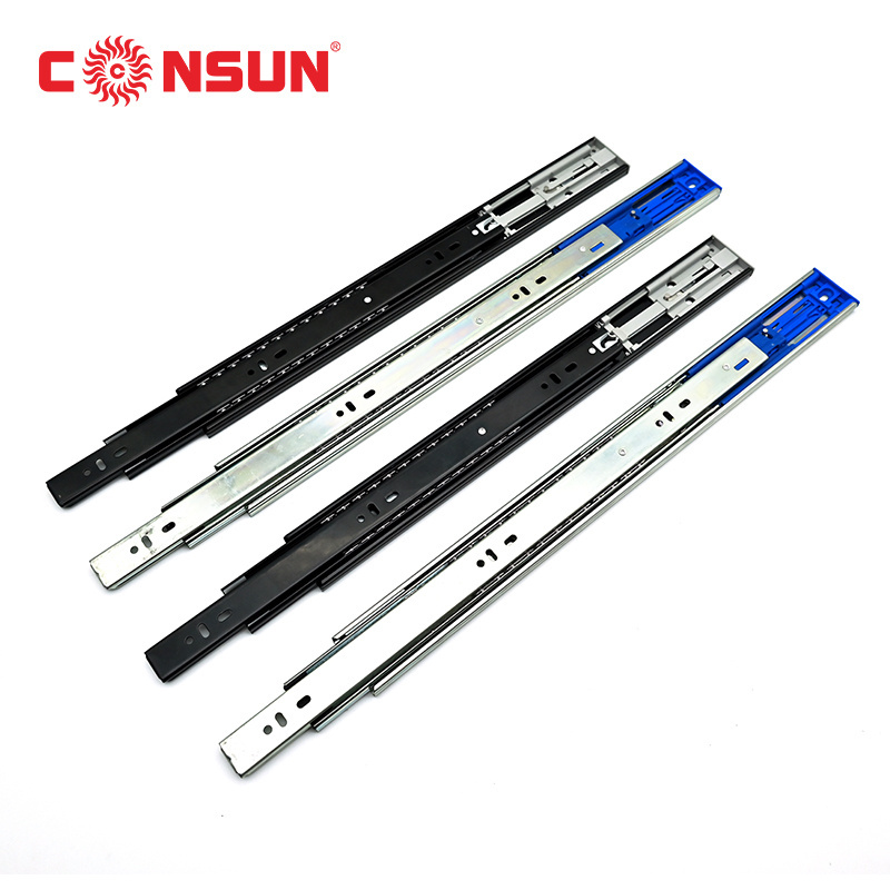 Factory Hardware 3 Fold Telescopic Furniture Kitchen Cabinet Soft taiming drawer slides