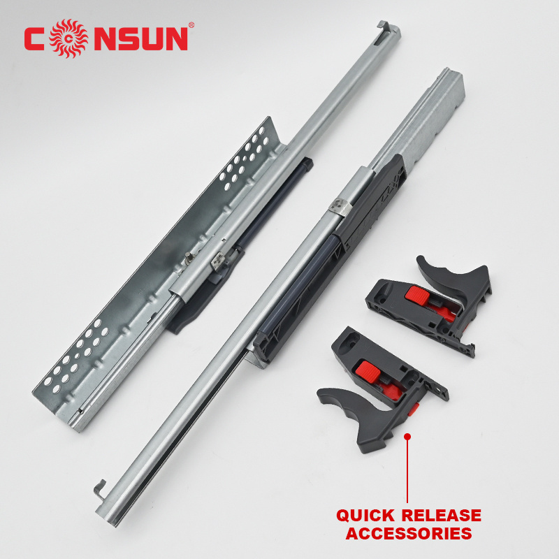 heavy duty concealed push to open undermount soft close drawer slides