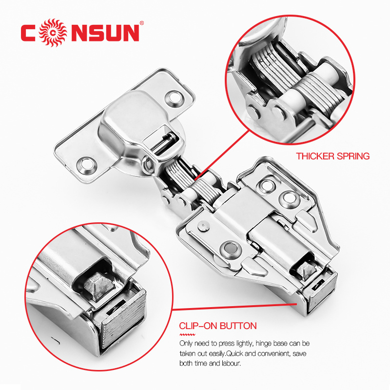 CONSUN SP1-09A 3D Adjustable Soft Auto Close Clip On Furniture Cabinet Door Hinge