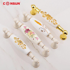 CSK195-L CONSUN Factory Furniture Hardware Kitchen Cabinet Drawer Zinc Alloy Ceramic Knobs Door Pull Handle