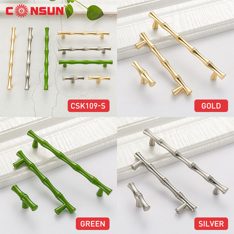 CSK109-S High Quality Zinc Alloy Closet Handle Bamboo-shaped Wardrobe Cabinet Drawer Pull Door Handle