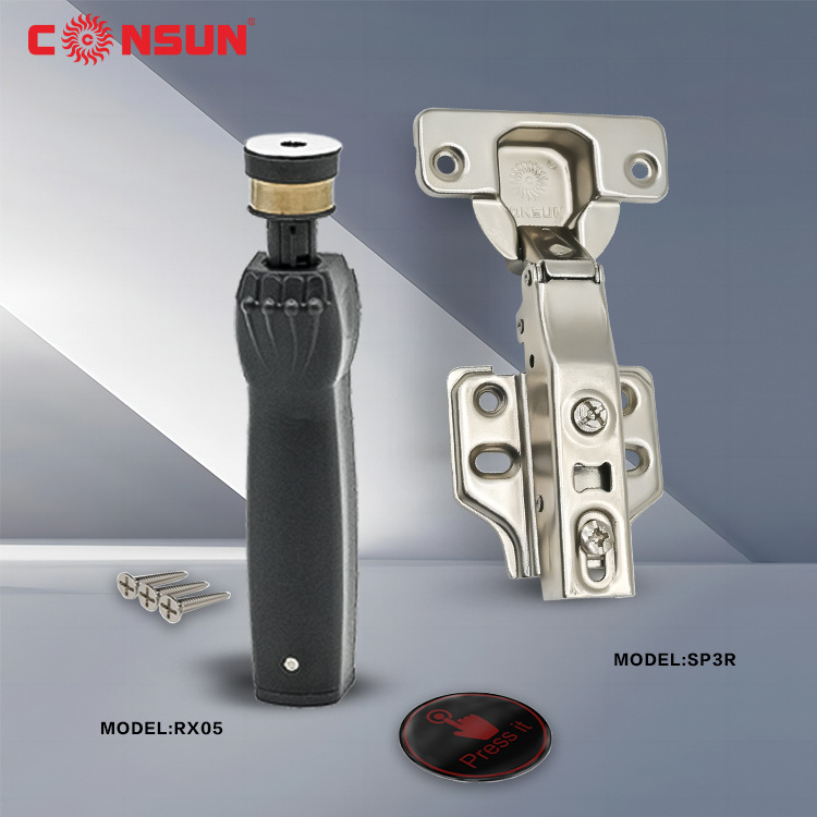 Consun Furniture Hardware Rebound Concealed hinges push to open cabinet with soft close clip on hinge