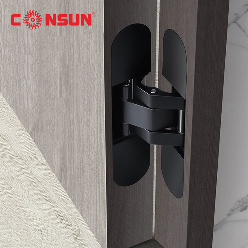 CONSUN Manufacture Furniture Hardware Kitchen Cabinet 3D Zinc Alloy Adjustable Hidden Cabinet Concealed Door Hinges