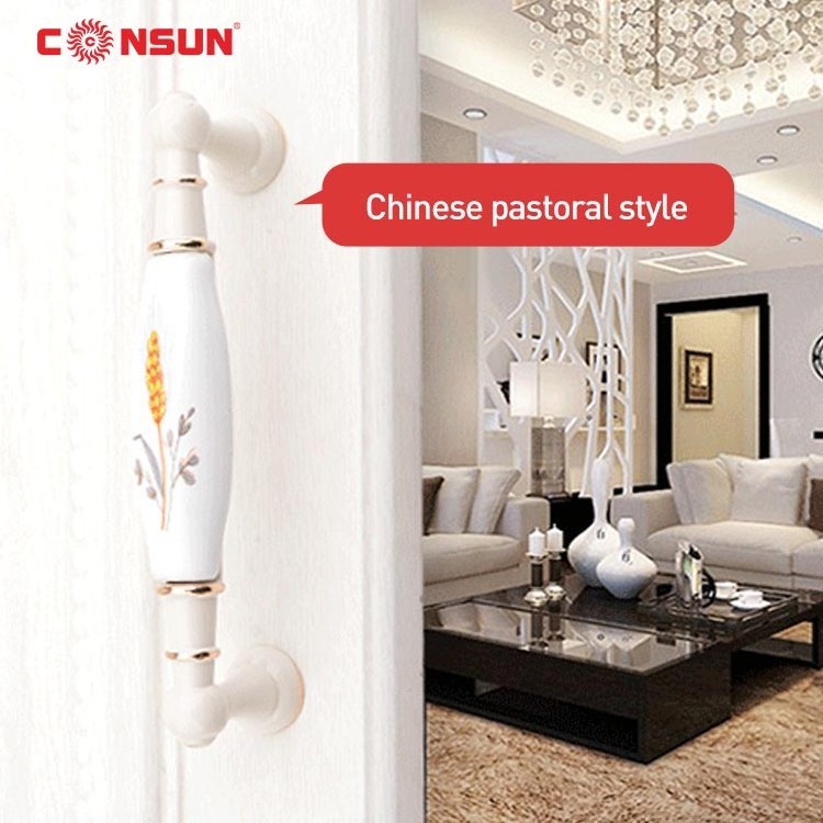 CSK195-L CONSUN Factory Furniture Hardware Kitchen Cabinet Drawer Zinc Alloy Ceramic Knobs Door Pull Handle