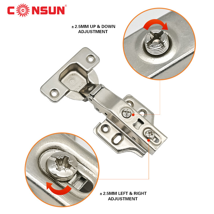 Consun Furniture Hardware Rebound Concealed hinges push to open cabinet with soft close clip on hinge