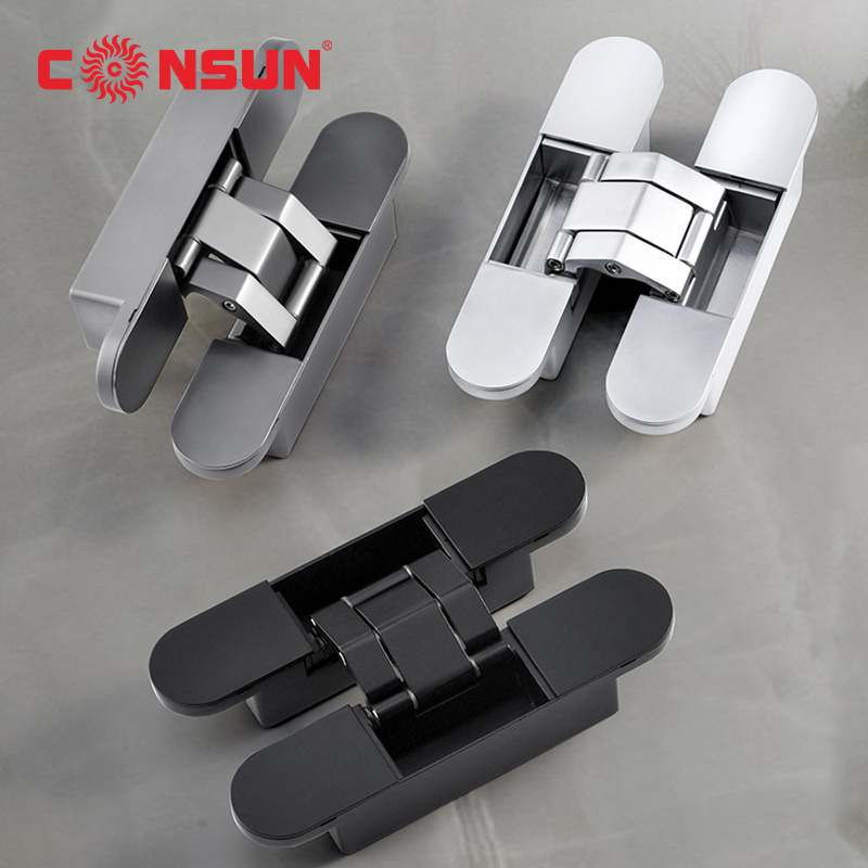 CONSUN Manufacture Furniture Hardware Kitchen Cabinet 3D Zinc Alloy Adjustable Hidden Cabinet Concealed Door Hinges