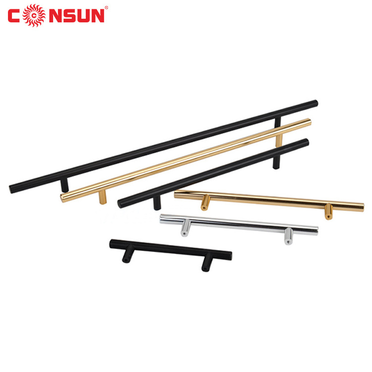 Stainless Steel Kitchen Cabinet T-bar Pull door handles door hardware and gold drawer handles