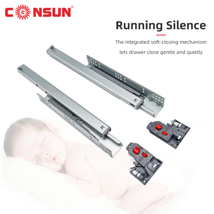 3 fold channel push to open hidden telescopic rails soft close undermount concealed drawer slide