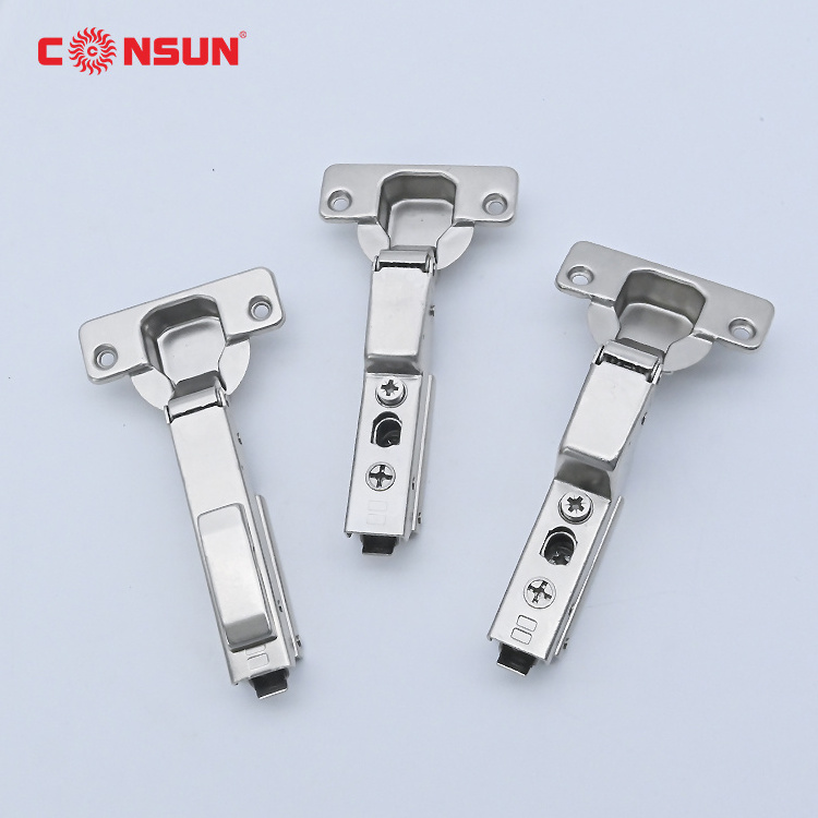 Consun Furniture Kitchen Hardware Mounting Plate Concealed Linear Plate Cabinet Hydraulic Clip On 3D Soft Close Hinges