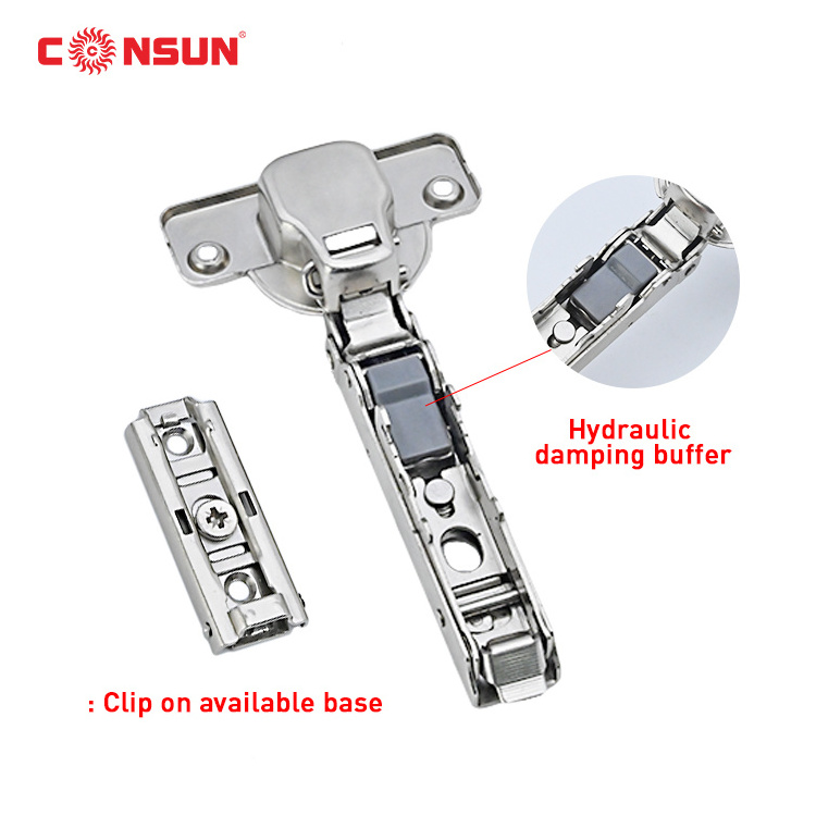 Consun Furniture Kitchen Hardware Mounting Plate Concealed Linear Plate Cabinet Hydraulic Clip On 3D Soft Close Hinges