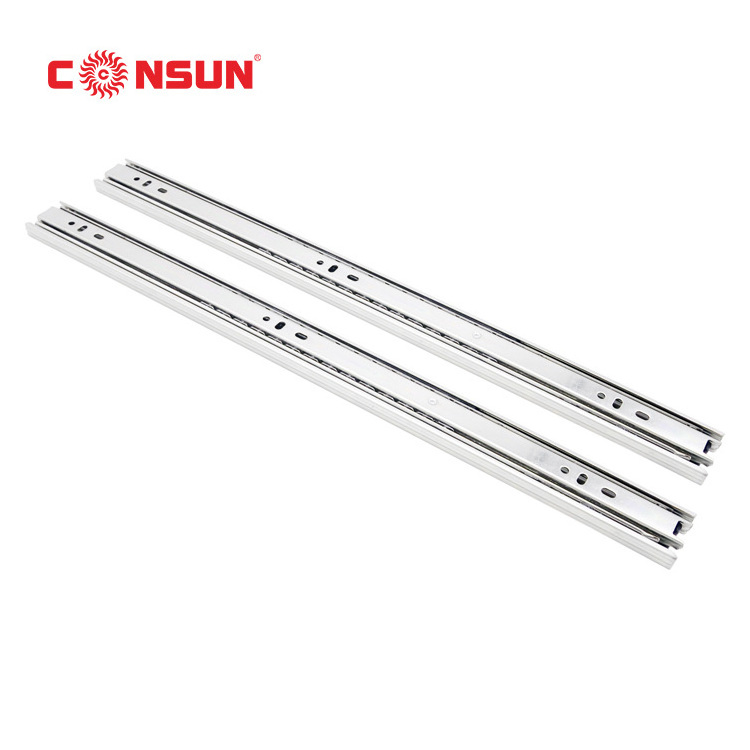 Full extension Stainless Steel 3 fold furniture hardware ball bearing telescopic channel kitchen cabinet drawer slide