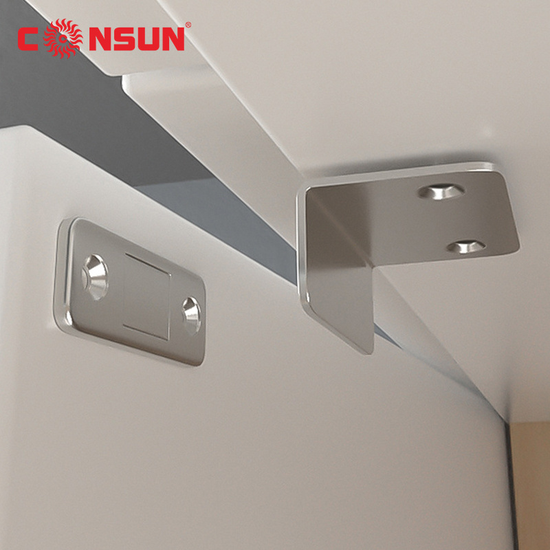 Heavy Duty L Shape Magnetic Door Catch Steel Thin Magnet Latches Hardware Sliding Doors Strong Cabinet Magnets