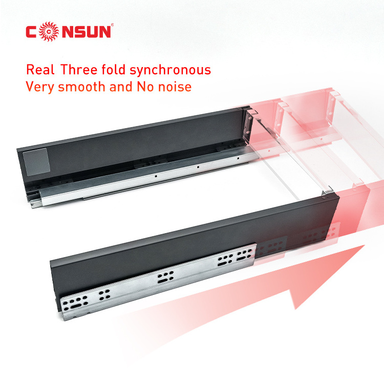 CONSUN Drawer Slides Soft Close Undermount Kitchen Slim Metal Cabinet Box Drawer Slide Channel