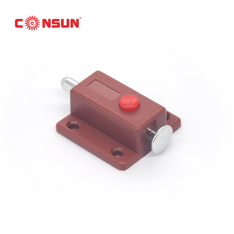 Furniture Hardware Spring Loaded Automatic Button Plastic Push Latch Push To Open Spring Furniture Cupboard Latch