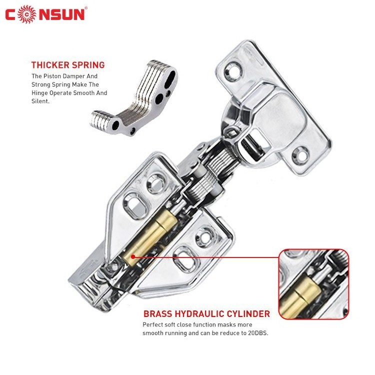 Consun Furniture Hinge 35 mm One Way Auto herrajes para muebles Hydraulic Kitchen Cabinet Hinges