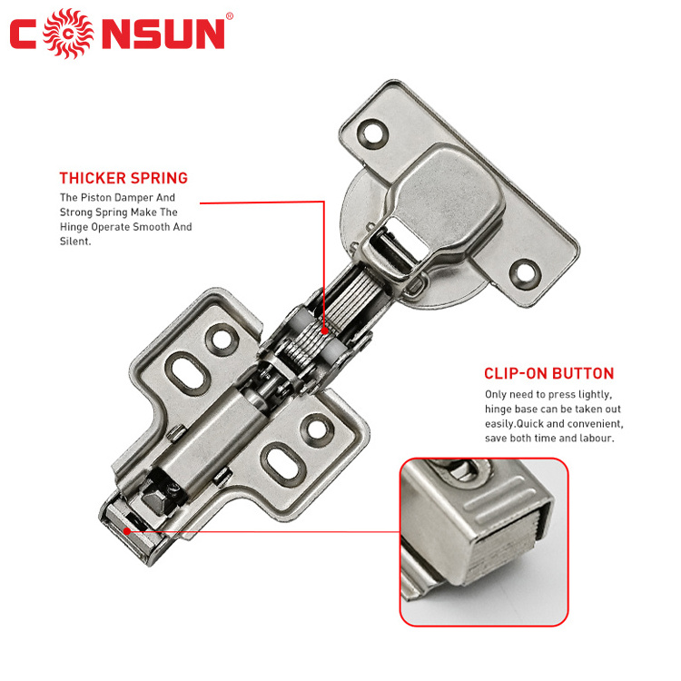 Hot CONSUN 40mm Cup Steel Soft Closing Hinge One Way Clip on Kitchen Cabinet Door Furniture Hinges