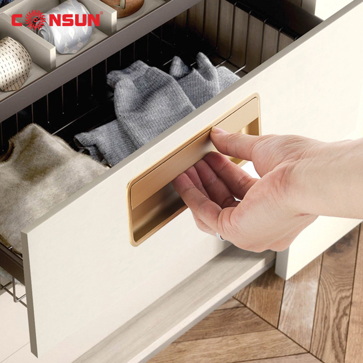 Modern Invisible Folding Door Cabinet Concealed Embedded Door Hidden Pull Hidden Handle CSK142-L