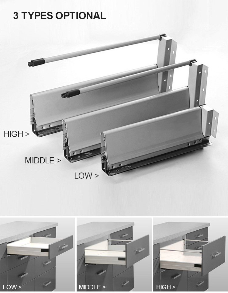 Box Modular Kitchen Cabinets Kitchen Drawer System Soft Closing Metal Drawer Slide