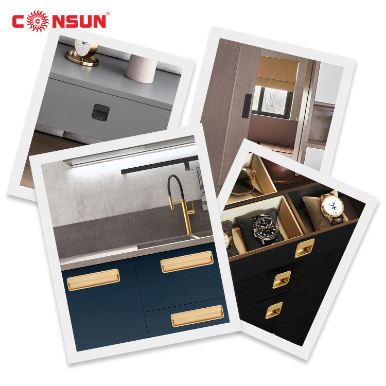 Modern Invisible Folding Door Cabinet Concealed Embedded Door Hidden Pull Hidden Handle CSK142-L