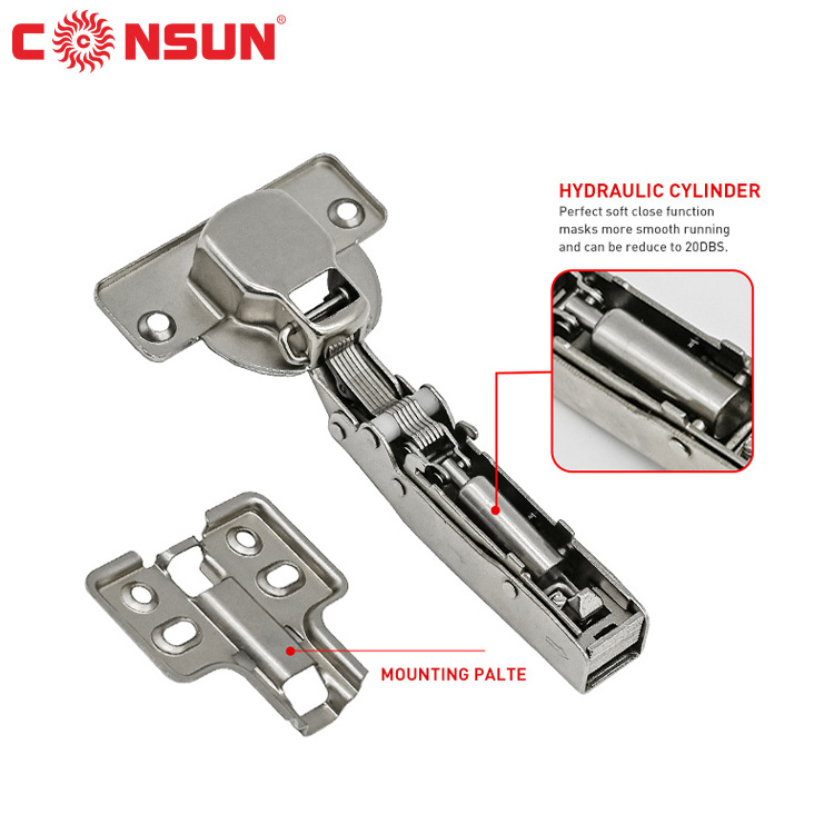 Hot CONSUN 40mm Cup Steel Soft Closing Hinge One Way Clip on Kitchen Cabinet Door Furniture Hinges