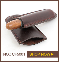 Luxury Coffee Leather 4 Holder Cigar Humidor Case Portable Wristlet Travel Cigar Humidor Bag with Cigar Cutter Lighter Slots