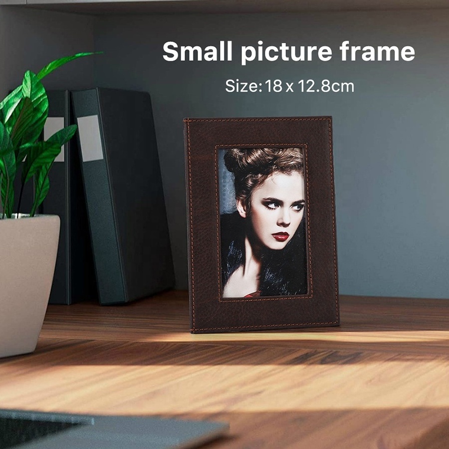 5X7 Picture Frame Home Desktop Office Decor Handmade Full Grain Leather Photo Frames with Stand