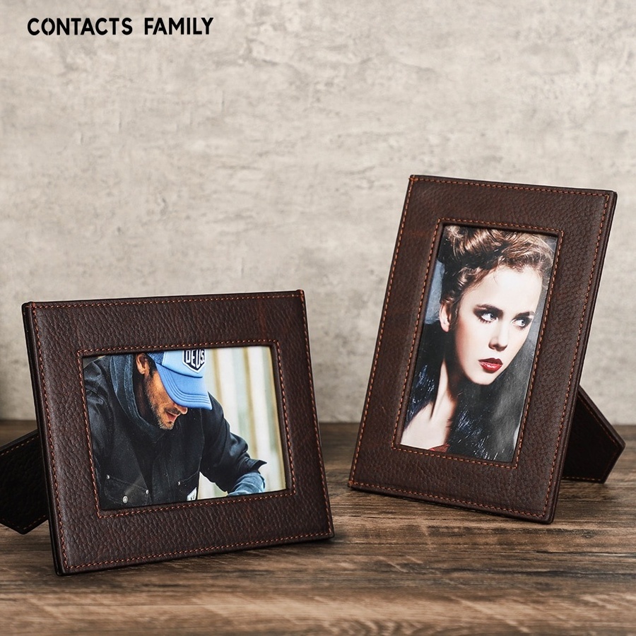 5X7 Picture Frame Home Desktop Office Decor Handmade Full Grain Leather Photo Frames with Stand