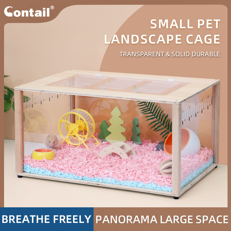 Contail Luxury XL Hamster Cage Big Small Animal Wooden Cage for Hamsters Panorama Shot