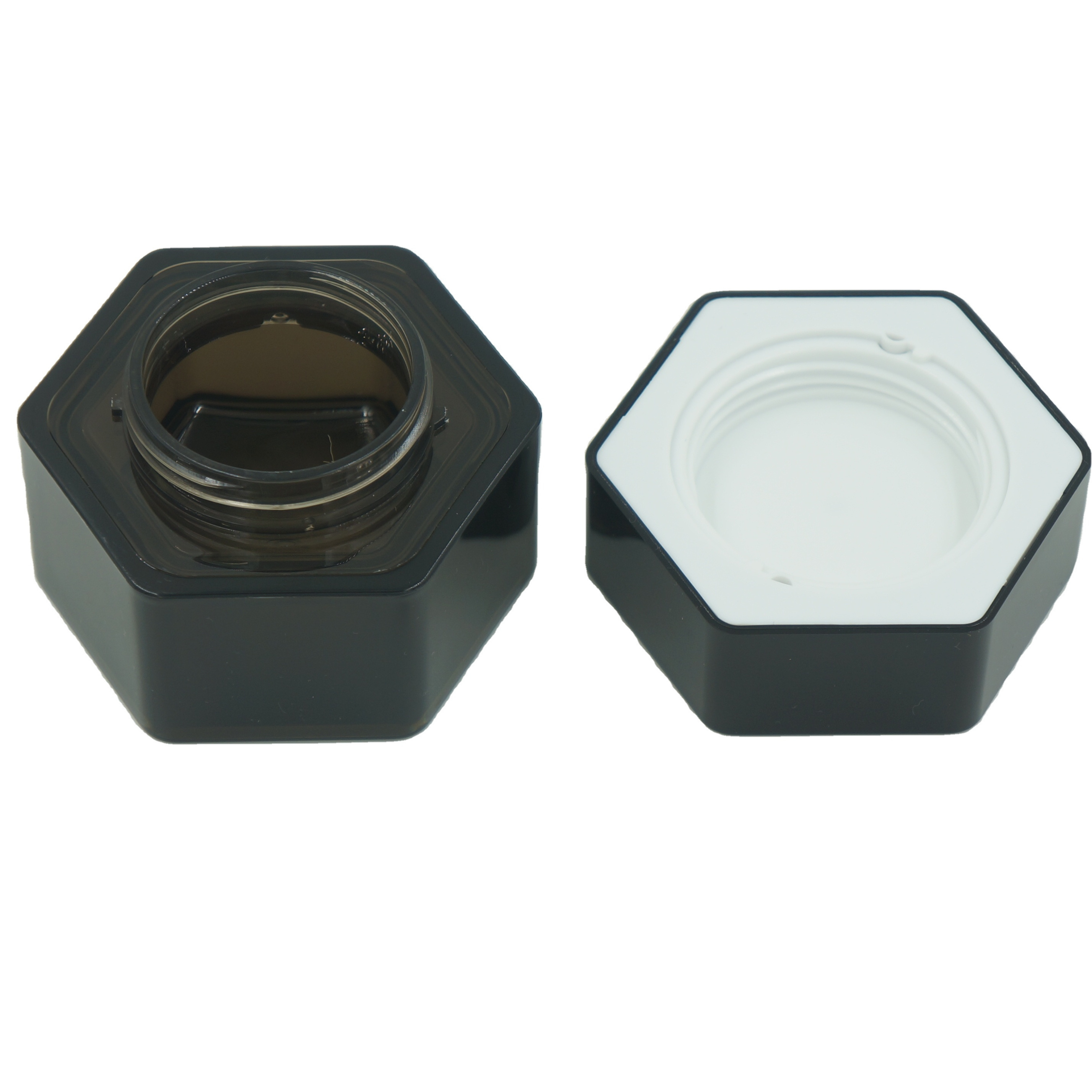 black jar plastic cosmetic jar hexagonal