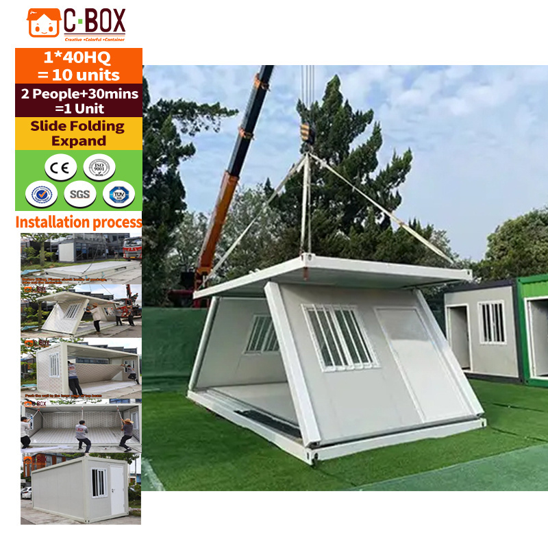 Cbox factory direct sale flat pack foldable prefabricated Z type slide folding container house