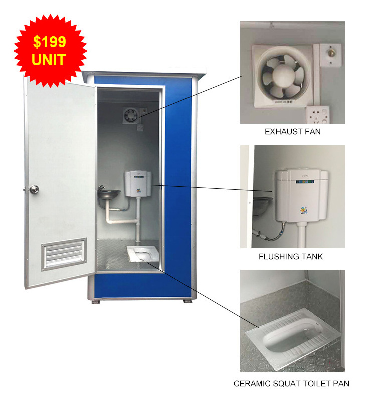 Prefabricated Shower Room Plastic Luxury Prefab Outdoor Mobile WC Portable Toilet