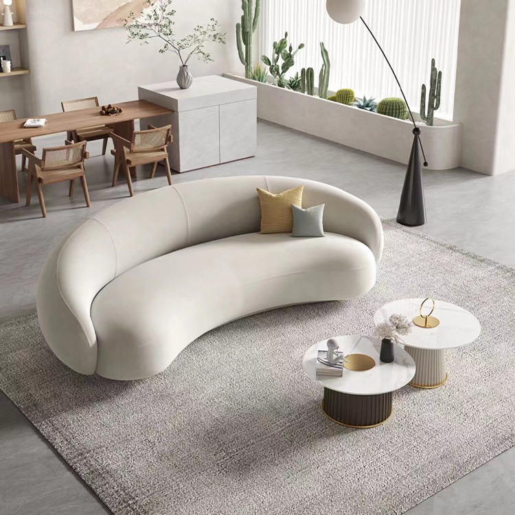 half moon modern couch curved sectional sofa luxury material fabric c shaped nordic set furniture living room unique velvet sofa