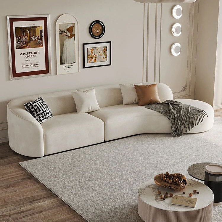 upholstered modern curved minimalist sectional c shaped living room nordic round couch sectional curved cloud sofa