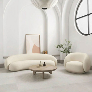 Contompo Modern white circle circle round curved sofa minimalist contemporary boucle nordic velvet half moon sofa set