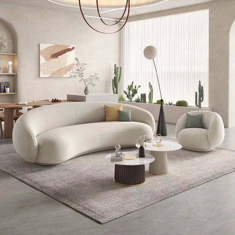 half moon modern couch curved sectional sofa luxury material fabric c shaped nordic set furniture living room unique velvet sofa