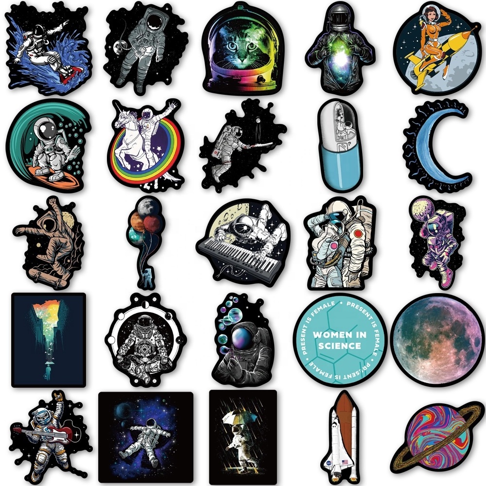 50pcs Graffiti Astronaut Luggage Stickers Outer Space Vinyl Decals for Laptop Car Bike Skateboard Phone Case Sticker