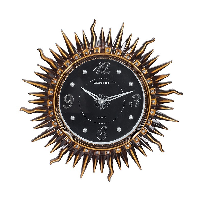 Lisheng Quartz Analog Type Sunburst Sun Shaped Gold Luxury Wall Clock Wholesale