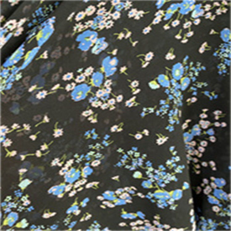 Selling the lowest price inventory chiffon fabric with small flower design