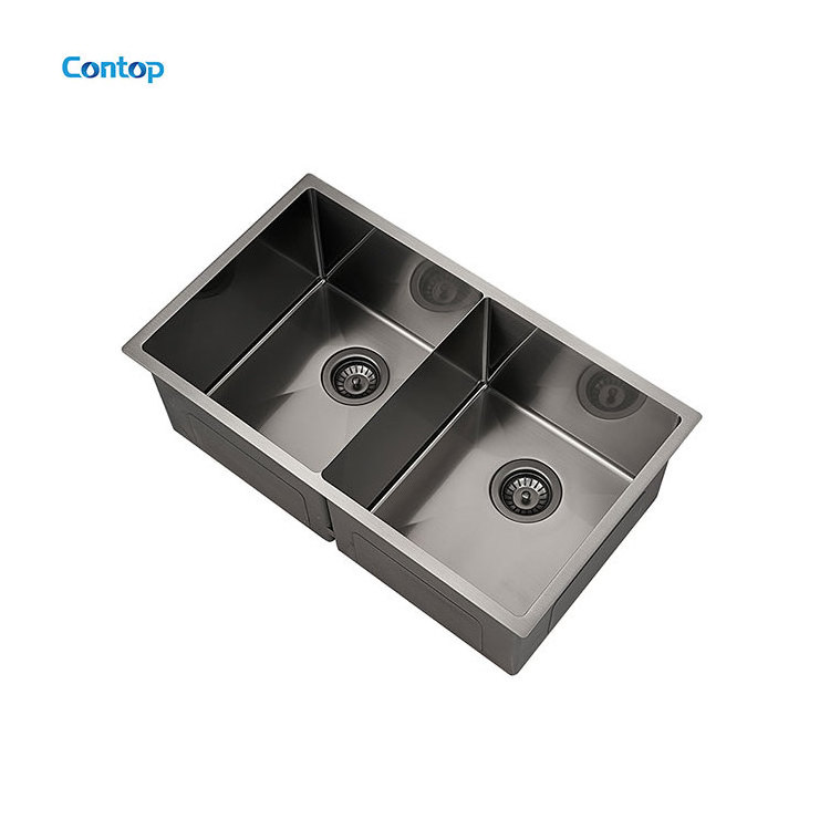 Australian Standard Handmade 304 Stainless Steel Kitchen Sink Golden Color Sink Double Bowl Undermount Sink