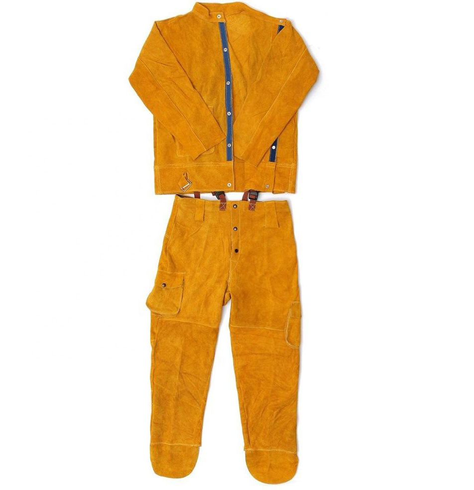 2021 new  Welding Safety Wear Leather Trousers & Long Coat Safety Clothing Apparel Suit For Welder