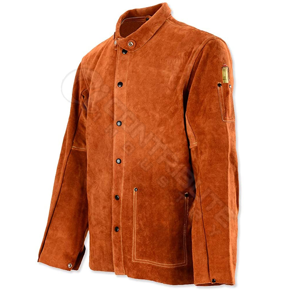 Reusable Fire Retardant Clothing With Split Cow Leather Safety Welding Jackets for Men