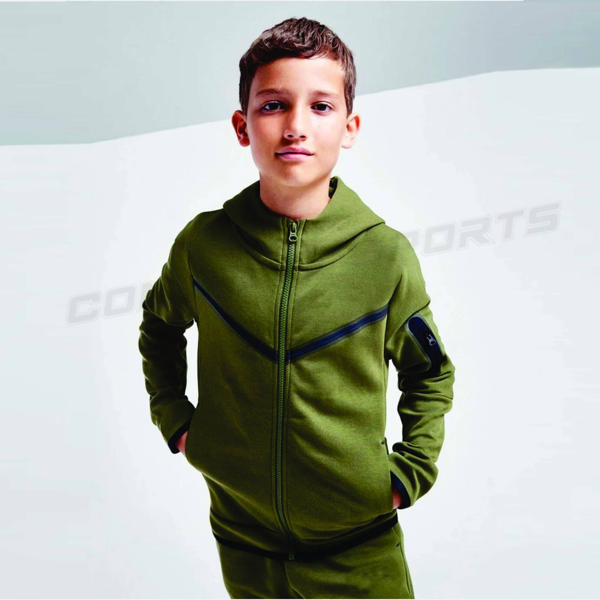 New Design Custom Sport Jogging Suits Wholesale Casual Kids Wear Tech Fleece Hooded Suit For Kids