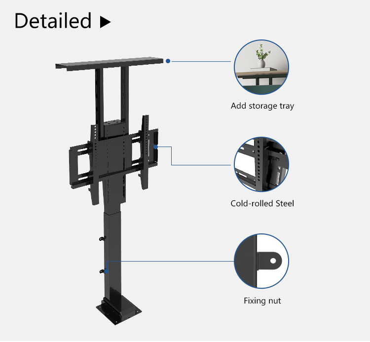 Mechanical Hidden TV Lift Cabinet Motorized Mechanism Automatic Electric Under Bed TV Motorized Lift Stands For 32-70 Inches