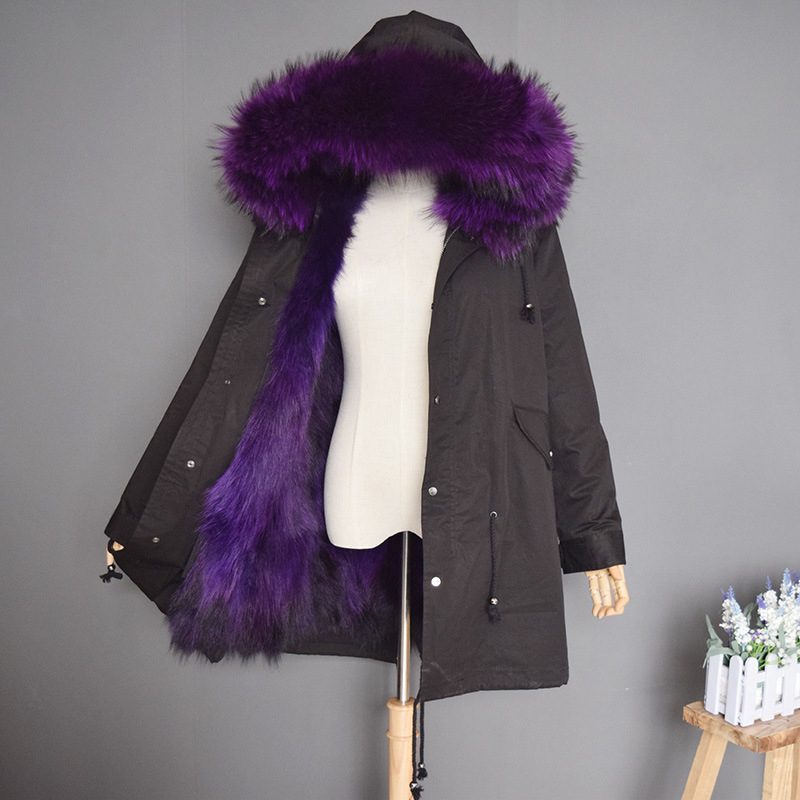 Men women Winter fashion fur parka real raccoon fur collar lining jackets big fur trim coats