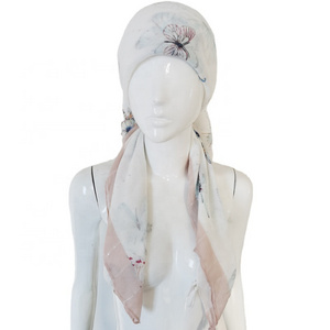 Butterfly print Spring scarf with sequins girls tichel scarf jersey hijab