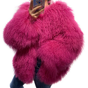 Factory Wholesale Supply Women Winter Fashionable Tibetan Lamb Fur Jacket Custom Colors Real Mongolian Fur Coat For Ladies